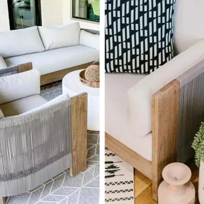 Modern Luxury Teak Wood Outdoor Sofa with Nylon Rope Frame 2 (1)
