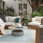 Modern Luxury Teak Wood Outdoor Sofa with Nylon Rope Frame 4