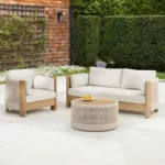 Modern Luxury Teak Wood Outdoor Sofa with Nylon Rope Frame 6